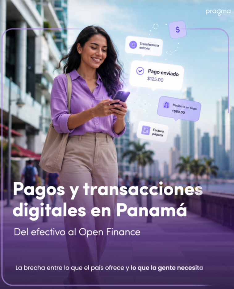 Portada del ebook de Pragma sobre pagos y transacciones digitales en Panamá, del efectivo al Open Finance.
